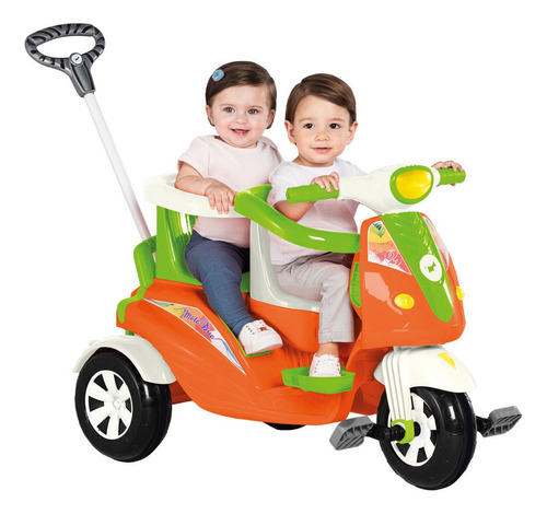 Moto Dupla Duo Triciclo Infantil 2em1 Calesita Até 50 Kg